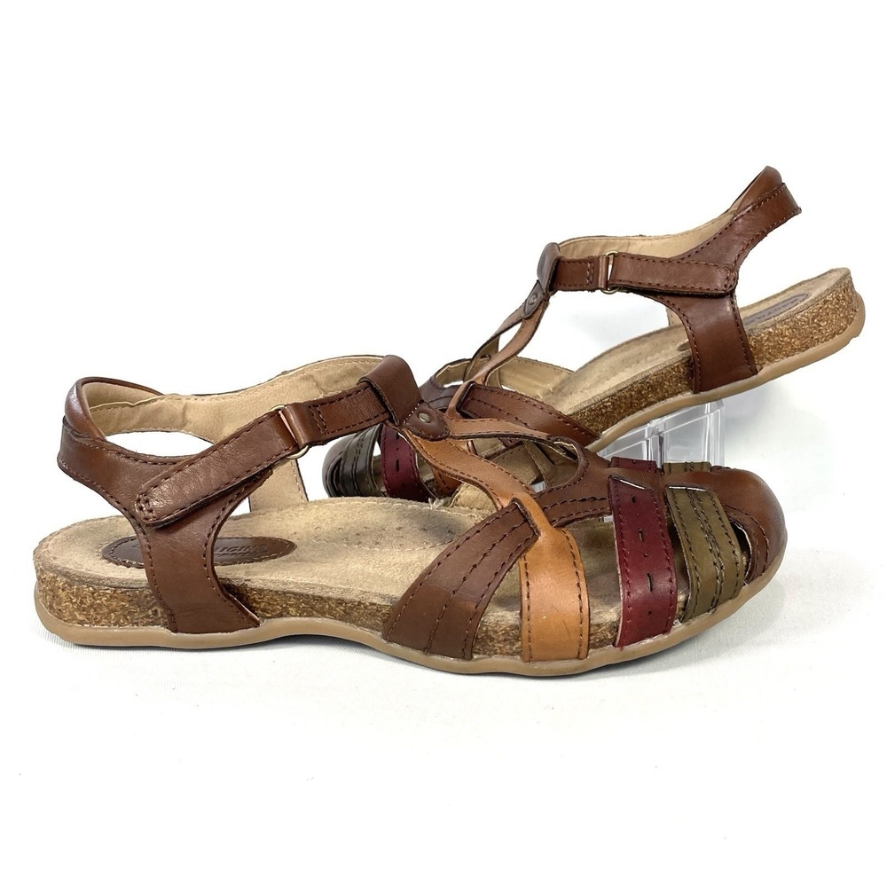 Earth Origins Tipper Women's 8 Leather Strappy Slingback Sandals Multicolor